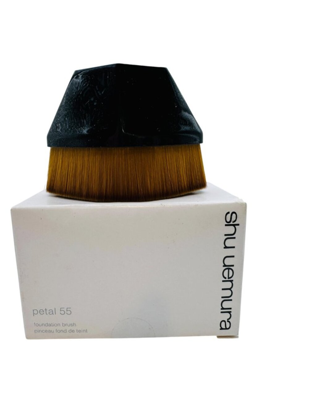 Shu Uemura Petal 55 Foundation Brush Synthetic Fiber Hexagonal Design Black